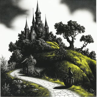 Copyveil Cities style, Midjourney V6.1: retro fairy-tale illustration
