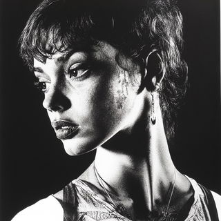 Copyveil Cities style, Midjourney V6.1: photographic portrait of female protagonist