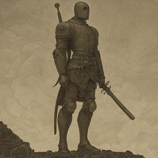 Botanerosion style, Midjourney V6.1: concept art character design of retropunk steam knight