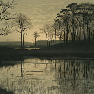 Botanerosion style, Midjourney V6.1: realistic landscape photograph of quiet dawn