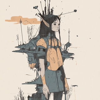 Coralwood Burin style, Midjourney V6.1: retro fairy-tale illustration