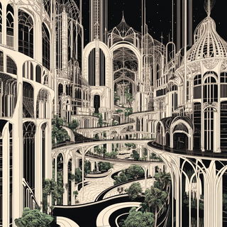 Celadon Cataclysm style, Midjourney V6.1: megacity with futuristic bioarchitecture