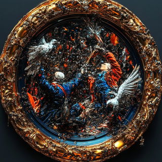 Sepiagraphic Transitus style, Midjourney V6.1: classical 18th-century oil painting
