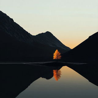 Foliage Migration style, Midjourney V6.1: realistic landscape photograph of quiet dawn