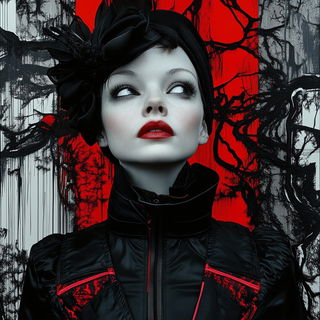 Refracture Highlands style, Midjourney V6.1: photographic portrait of female protagonist