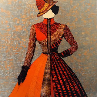 Inkstone Isobath style, Midjourney V6.1: haute-couture fashion outfit