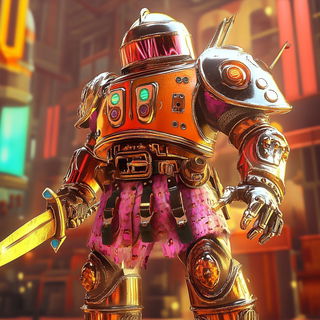 Gildcliff style, Midjourney V6.1: concept art character design of retropunk steam knight