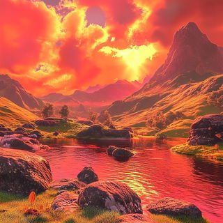 Gildcliff style, Midjourney V6.1: realistic landscape photograph of quiet dawn