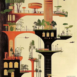 Quarry Relic style, Midjourney V6.1: megacity with futuristic bioarchitecture