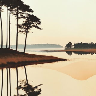 Quarry Relic style, Midjourney V6.1: realistic landscape photograph of quiet dawn