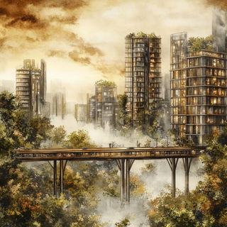 Sapphire Orthosphere style, Midjourney V6.1: megacity with futuristic bioarchitecture