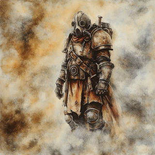 Sapphire Orthosphere style, Midjourney V6.1: concept art character design of retropunk steam knight