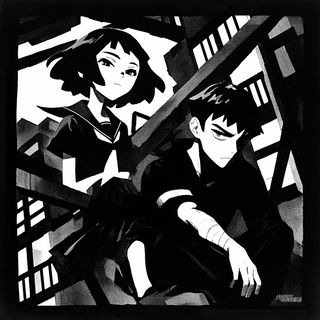 Dioramyth style, Midjourney V6.1: black-and-white manga comic strip