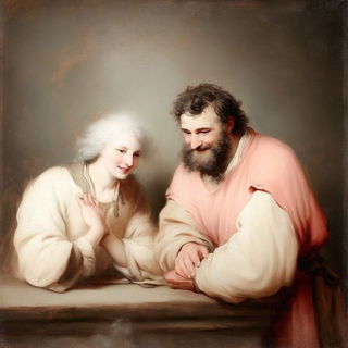 Burinflare style, Midjourney V6.1: classical 18th-century oil painting