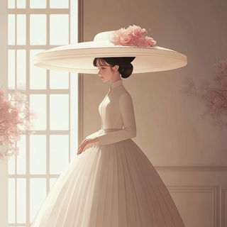 Ethereal Pastel Elegance style, Midjourney V6.1: haute-couture fashion outfit