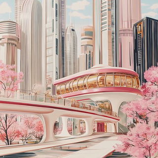 Geometquette style, Midjourney V6.1: megacity with futuristic bioarchitecture