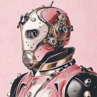 Geometquette style, Midjourney V6.1: concept art character design of retropunk steam knight