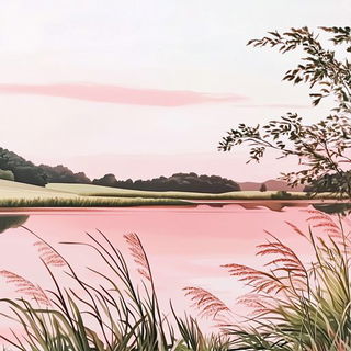 Geometquette style, Midjourney V6.1: realistic landscape photograph of quiet dawn