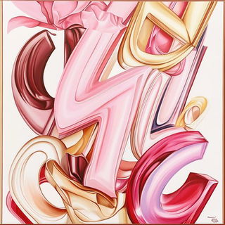 Geometquette style, Midjourney V6.1: typographic composition with large letters