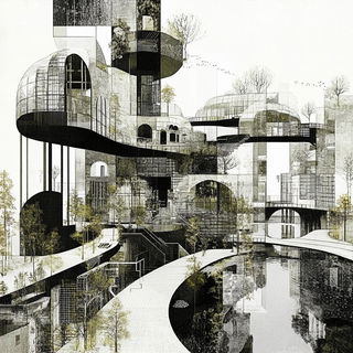 Chromabook style, Midjourney V6.1: megacity with futuristic bioarchitecture