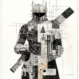 Chromabook style, Midjourney V6.1: concept art character design of retropunk steam knight