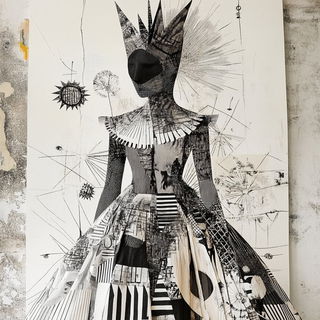 Chromabook style, Midjourney V6.1: haute-couture fashion outfit