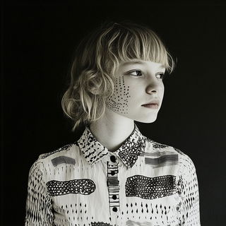 Chromabook style, Midjourney V6.1: photographic portrait of female protagonist