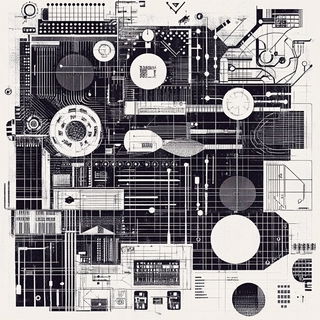 Chromabook style, Midjourney V6.1: technical infrastructure blueprint schematics