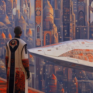 Mossbone Illustratics style, Midjourney V6.1: cinematic shot from sci-fi movie