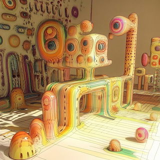 Minka Cloudcourt style, Midjourney V6.1: abstract 3D render