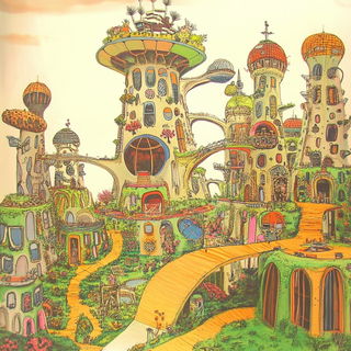 Minka Cloudcourt style, Midjourney V6.1: megacity with futuristic bioarchitecture