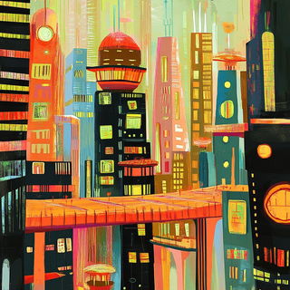 Cloudthread Puppetry style, Midjourney V6.1: megacity with futuristic bioarchitecture