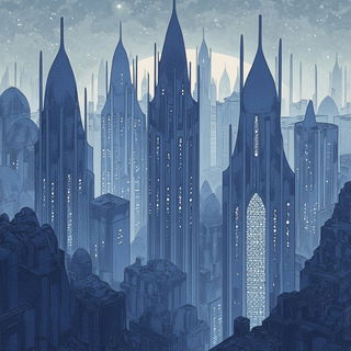 Scallopchrome style, Midjourney V6.1: megacity with futuristic bioarchitecture