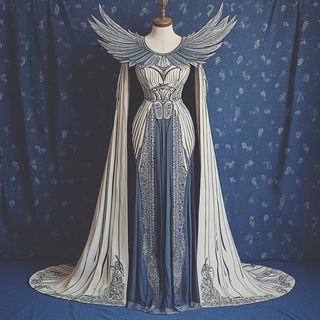 Scallopchrome style, Midjourney V6.1: haute-couture fashion outfit
