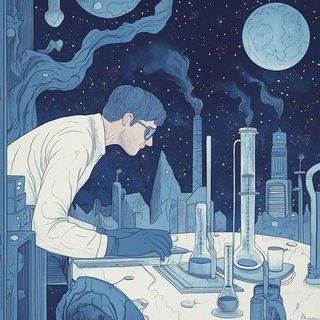 Scallopchrome style, Midjourney V6.1: editorial illustration for popular scientific magazine cover