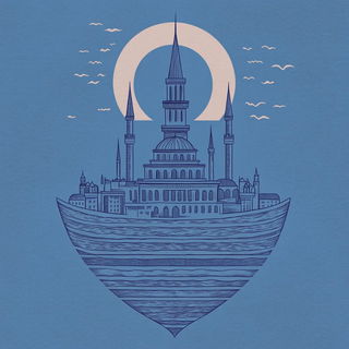 Scallopchrome style, Midjourney V6.1: bold minimalist logo design for Istanbul city municipal services