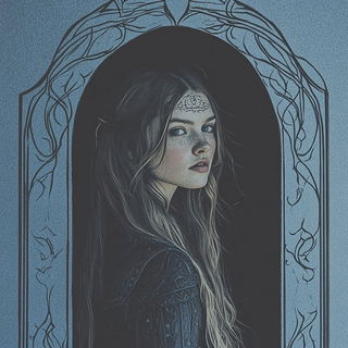 Scallopchrome style, Midjourney V6.1: photographic portrait of female protagonist