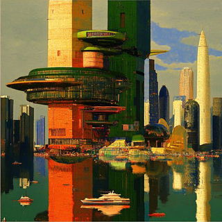 Gutterorange style, Midjourney V6.1: megacity with futuristic bioarchitecture