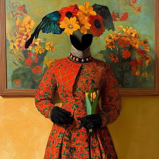 Gutterorange style, Midjourney V6.1: haute-couture fashion outfit