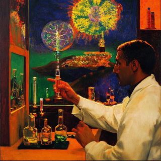 Gutterorange style, Midjourney V6.1: editorial illustration for popular scientific magazine cover