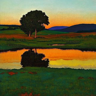 Gutterorange style, Midjourney V6.1: realistic landscape photograph of quiet dawn