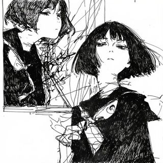 Serracourt Atelier style, Midjourney V6.1: black-and-white manga comic strip