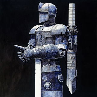 Gilded Phyllomancy style, Midjourney V6.1: concept art character design of retropunk steam knight