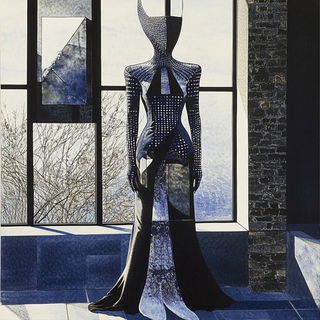 Gilded Phyllomancy style, Midjourney V6.1: haute-couture fashion outfit