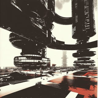 Haze Geometry style, Midjourney V6.1: megacity with futuristic bioarchitecture