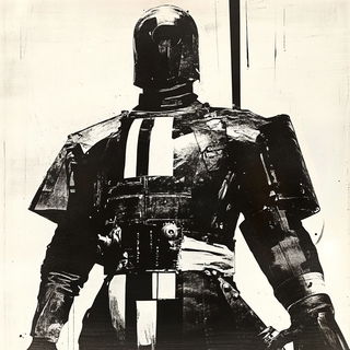 Haze Geometry style, Midjourney V6.1: concept art character design of retropunk steam knight