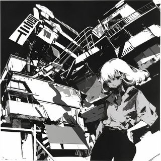 Haze Geometry style, Midjourney V6.1: black-and-white manga comic strip