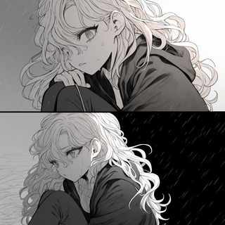 Orbitoclastica style, Midjourney V6.1: black-and-white manga comic strip