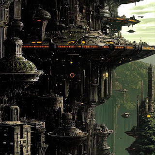 Perihelion Orbs style, Midjourney V6.1: megacity with futuristic bioarchitecture