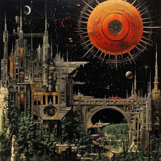 Perihelion Orbs style, Midjourney V6.1: traditional folk art